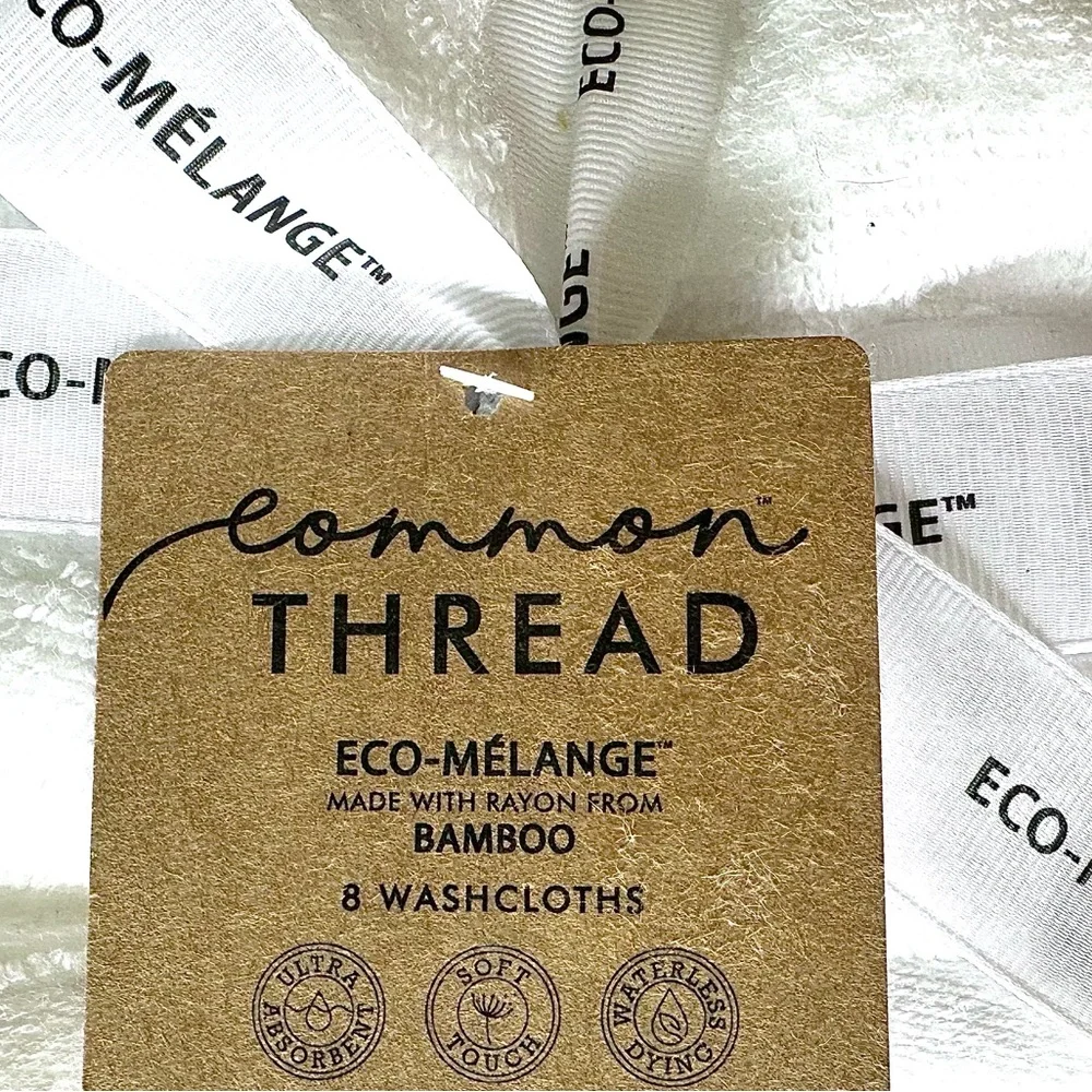 Eco-Melange Bath Towels Set BAMBOO RAYON & Cotton (2) Bath Towels & (8) Wash NWT